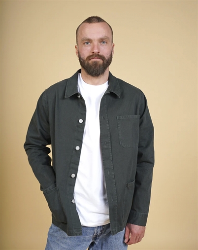 Elsk - Herringbone Mens Skjorte - Bottle Green 